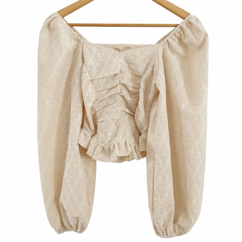 Promesa Cream Puff Sleeve Blouse Romantic Boho Top Size Small